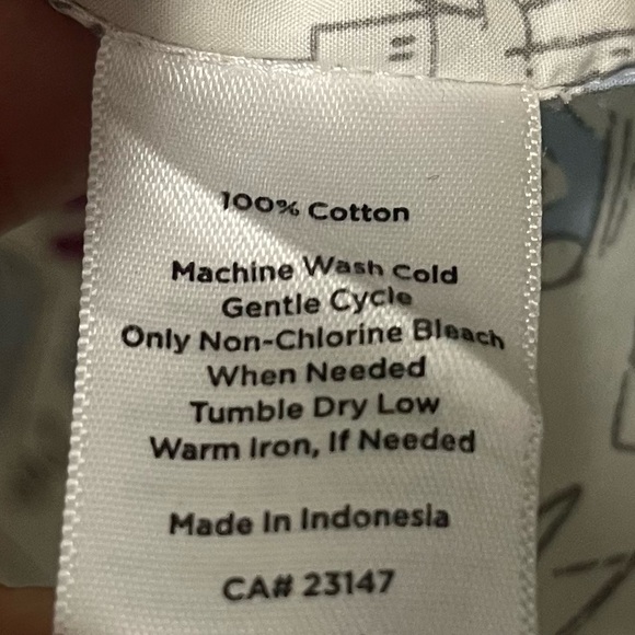 Talbots Top NYC Doodle 100% Cotton Button Front Long Sleeve Shirt Sz MP - Picture 8 of 8